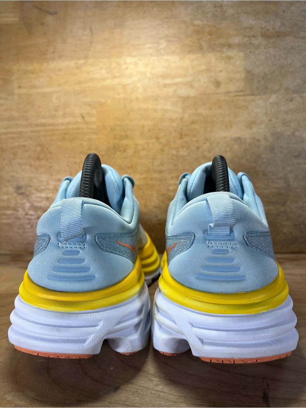Hoka One One Bondi 8 REFLECTIVE Womens Size 9 Running Shoes Sneakers Blue Yellow - Picture 5 of 12